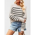 thumbnail image 4 of Women'S Oversized Batwing Sweaters 2025 Fall Outfits Trendy Crewneck Knit Side Slit Pullover Tops Black Apricot S, 4 of 7