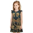 thumbnail image 1 of Fotbe Romantic Skeletons Under Moon Vestido de Dormir para Niñas de 3 a 10 Años, Mangas Cortas, Estilo Princesa, Pijama Camisón con Mangas Voladas-X-Large, 1 of 6