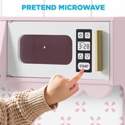 Best Choice Products Toddler Kitchen Playset, Wooden Kids Toy Kitchen w/ Microwave, Oven, 5pcs & Storage - Blush Pink