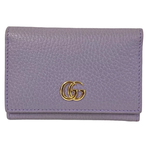 Pre-Owned GUCCI Double G Leather Bi-fold Business Card Holder/Card Case 739525 Purple Women's