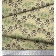 thumbnail image 3 of Soimoi Beige Cotton Cambric Fabric Filigree Damask Fabric Prints By Yard 42 Inch Wide, 3 of 3