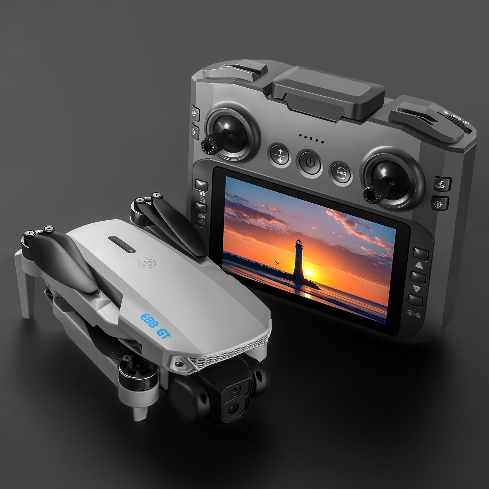 GPS Drone with 4.5 Inch Screen, GPS Drone with 4.5 Inch Screen, Brushless Motor 120°Ultra with Wide Angle Lens, Remote Control Toys Gifts
