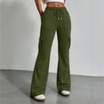 thumbnail image 7 of Ayolanni Solid Pants for Women Hiking Jogging Straight Leg Pants Drawstring Elastic Waist Slim Green Cargo Pants with Pockets L, 7 of 7