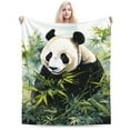 thumbnail image 6 of LNWH Watercolor Panda Illustration Art Pattern Throw Blanket, Fluffy Soft Cozy Bed Flange Plush Blankets, 40"x30", 6 of 8
