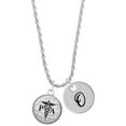 thumbnail image 1 of Delight Jewelry Silvertone Domed Black PA Silvertone Script Initial Disc - O - Charm Necklace, 20"+3", 1 of 4