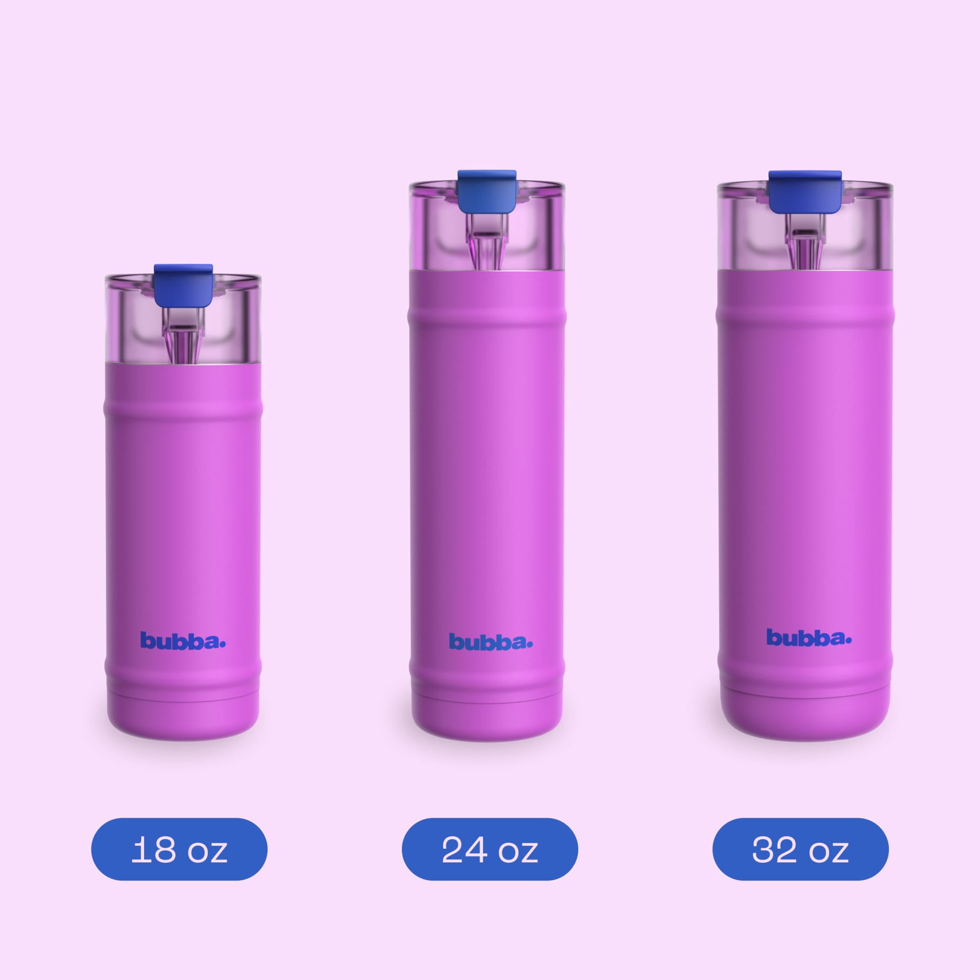 Bubba 18oz DualSip Insulated Stainless Steel Water Bottle with Straw & Sip Lid, Moodbooster Purple/Blue