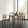 thumbnail image 6 of Art Leon Mid Century Dining Chairs Set of 2, Genuine Leather Rattan Cane Back with Ash Frame, Brown, 6 of 7