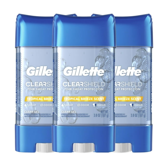 Gel antitranspirante y desodorante Gillette Clear Gel Tropical Breeze Scent para hombre, 112 ml (paquete de 3)