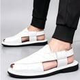 thumbnail image 4 of Men's Crocodile Embossed Slingback Sandals - Closed Toe Leather Fisherman Sandals, Casual Dress Summer Shoes, 39, 4 of 4
