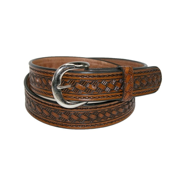 Size 48 Mens Big & Tall Leather Western Belt with Removable Buckle, Brown -  