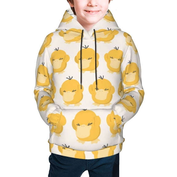 Psyduck Youth Cartoon Hoodie Fashion Long Sleeve Kids Pullover Coat Casual Hoody Hooded Sweatshirts for Boys Girls