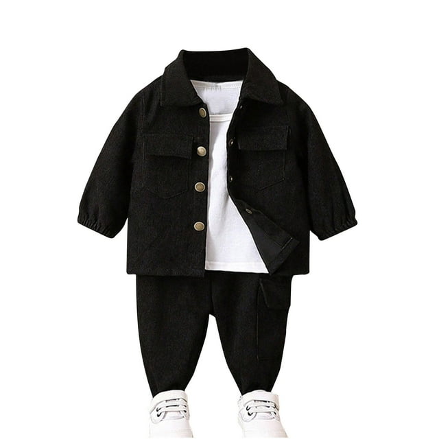 Plebaso Baby Boys Girls Clothes Set Toddler Button down Collared Jacket Long Pants Infant 2 Piece Outfits