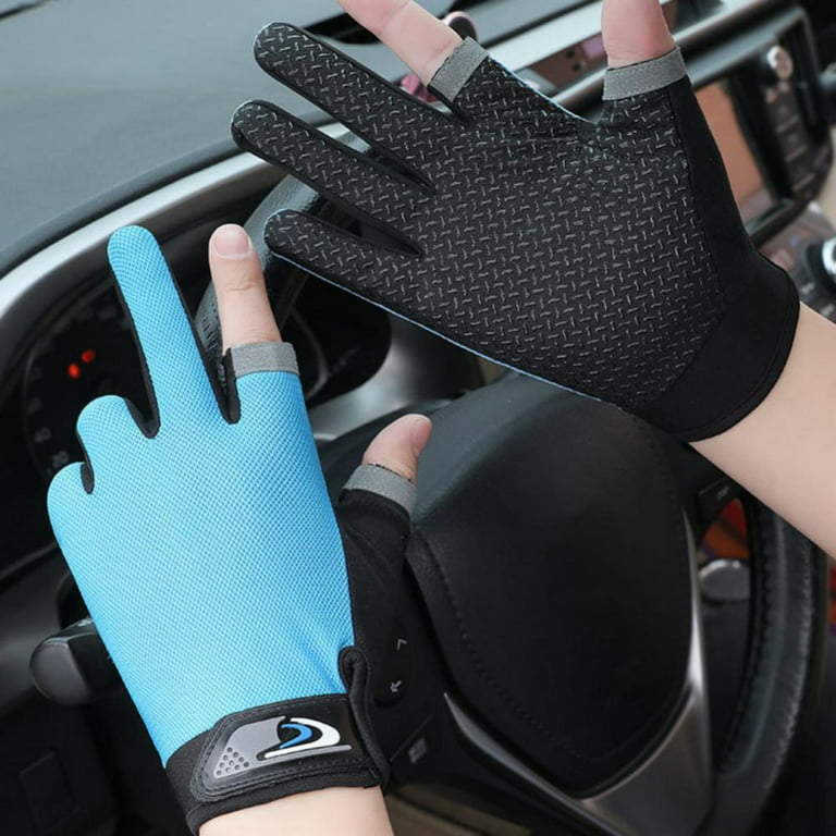 Mens Women Driving Gloves Summer UV Sun gloves Non Slip Touchscreen Two  Finger Cut Gloves Outdoor Sunblock Gloves for Cycling Motorcycle