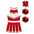 thumbnail image 3 of Haitryli Women's Cheer Leader Costume Crop Top with Pleated Mini Skirt Cheerleading Outfit Red L, 3 of 5