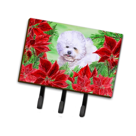 Bichon Frise Poinsettas Leash or Key Holder