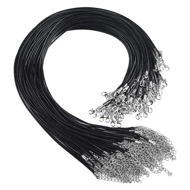 60 piezas de cordón encerado para collar, 20 pulgadas, cordón negro para collar, a granel, cuerda para hacer joyas con langosta para hombres y mujeres, colgantes, collares, pulseras, fabricación de