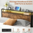 thumbnail image 5 of iRerts Full Platform Bed Frame with Storage, Metal Full Bed Frame with USB Ports, Storage Headboard, No Box Spring Needed, Industrial Bed Frame Full Size for Bedroom, Black Brown, 5 of 8