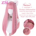 thumbnail image 2 of LM Cosplay Wig With Bangs Synthetic Straight Hair 24 Inch Long Heat-Resistant Pink Wig For Women, 2 of 7