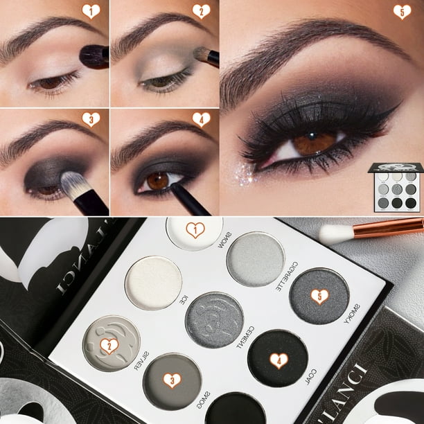 Smokey Eyeshadow Palette Grey Highly Pigmented 9 Colors, Gray Silver Smoky Eyeshadow Makeup Palette Long Lasting for Every Day Make up, Small Eye Shadow Pallet - Panda - Walmart.com