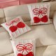 thumbnail image 5 of Funda de almohada con lazo estampado a doble cara | Funda de almohada decorativa de lino para sofá y silla de oficina | 45 x 45 cm, funda desmontable, 5 of 6