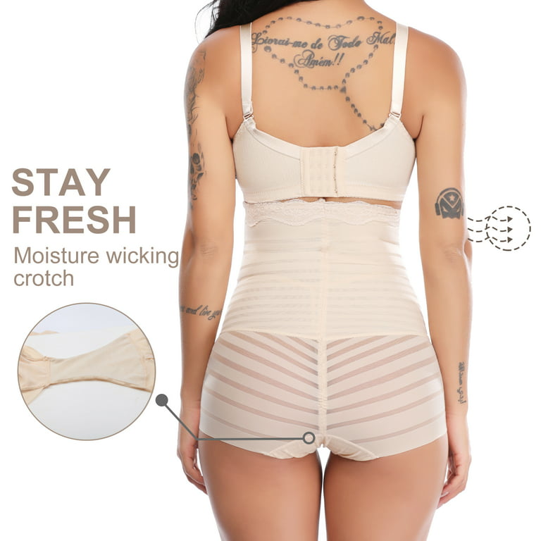 Vaslanda Lace Stripe High Waist Compression Underwear Tummy