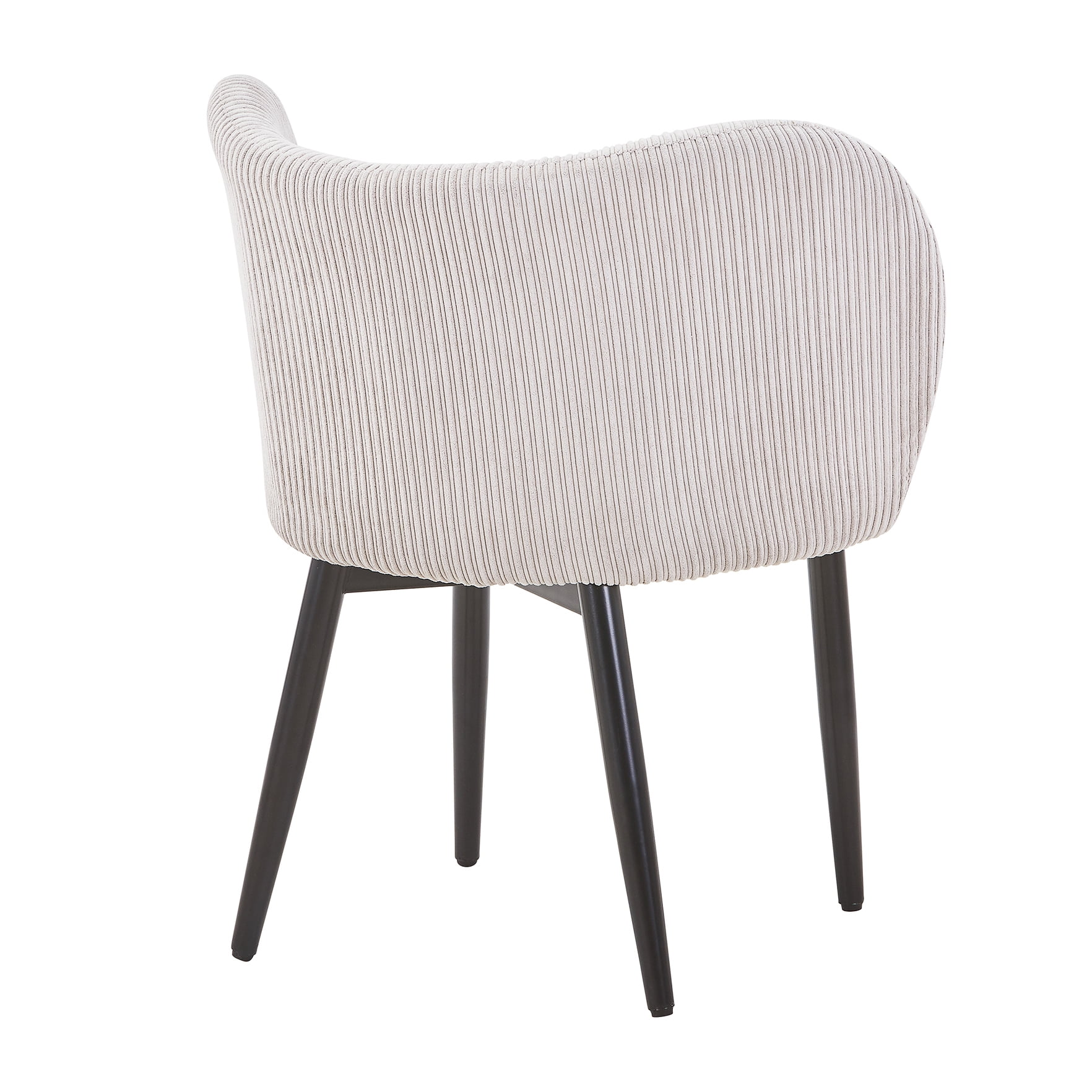 Mid-Century Modern Corduroy Style Fabric Curved Padded Back Dining Chair, Grey (Set of 2)