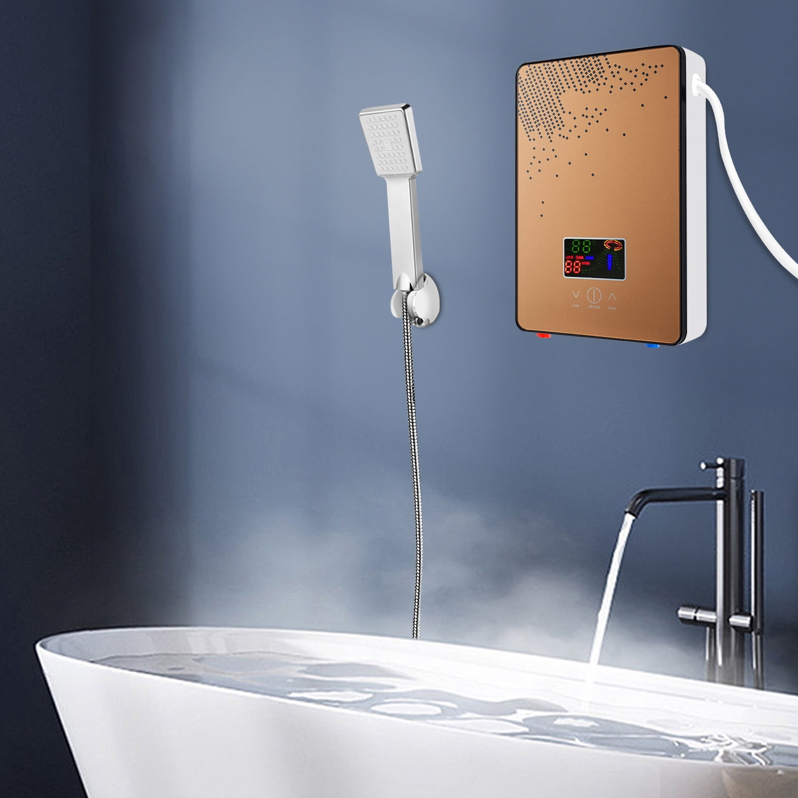 4500W Electric Tankless Instant Water Heater – 110V on‑Demand Hot Water, Digital Temp & Memory, Safety Protection, Space‑Saving Wall Mount for Shower Kitchen Bathroom