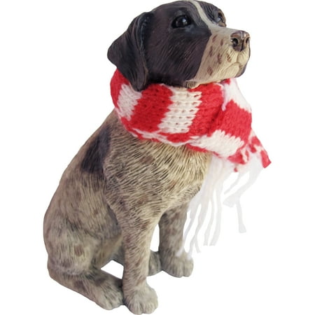 Christmas Advert German Sandicast Sitting German Shorthaired Pointer with Scarf Christmas Dog Ornament ()