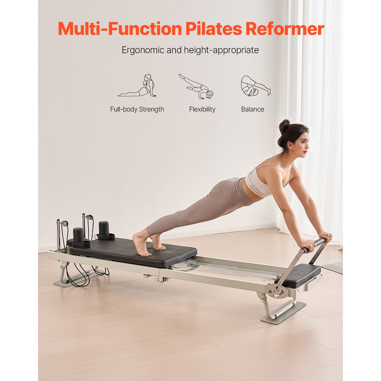 KFFKFF Collapsible Pilates Apparatus, Home Gym Studio Pilates Exercise Equipment, Pilates Bench with Two-fold Resistance - Spring & Rope, Apparatus Kit for Novice and Seasoned Users