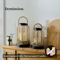 thumbnail image 6 of Handwoven Rattan Lantern Set of 2, Decorative Lanterns with Straw Rope Handle, Ideal Centerpiece for Indoor Outdoor Patio Home Decor, Farmhouse Style Lanterns for All Occasions (Candles Not Included), 6 of 7