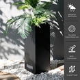 thumbnail image 2 of WORTH 30'' H Metal Steel Planter, Indoor Outdoor Wide Rectangle Planter, Metal Pedestal Tall Planter, Modern Design for Plants, Flowers Gardening Patio Living Room Courtyard, Weatherproof - Black, 2 of 7