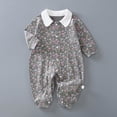 thumbnail image 2 of Gubotare Baby Boy Newborn Clothes Newborn Baby Boy Girl Football Outfit Print Long Sleeve Jumpsuit Cotton Romper One Piece Fall Outfit 0 3 6 9 12 18 24 Months (Grey,12-18 Months), 2 of 3