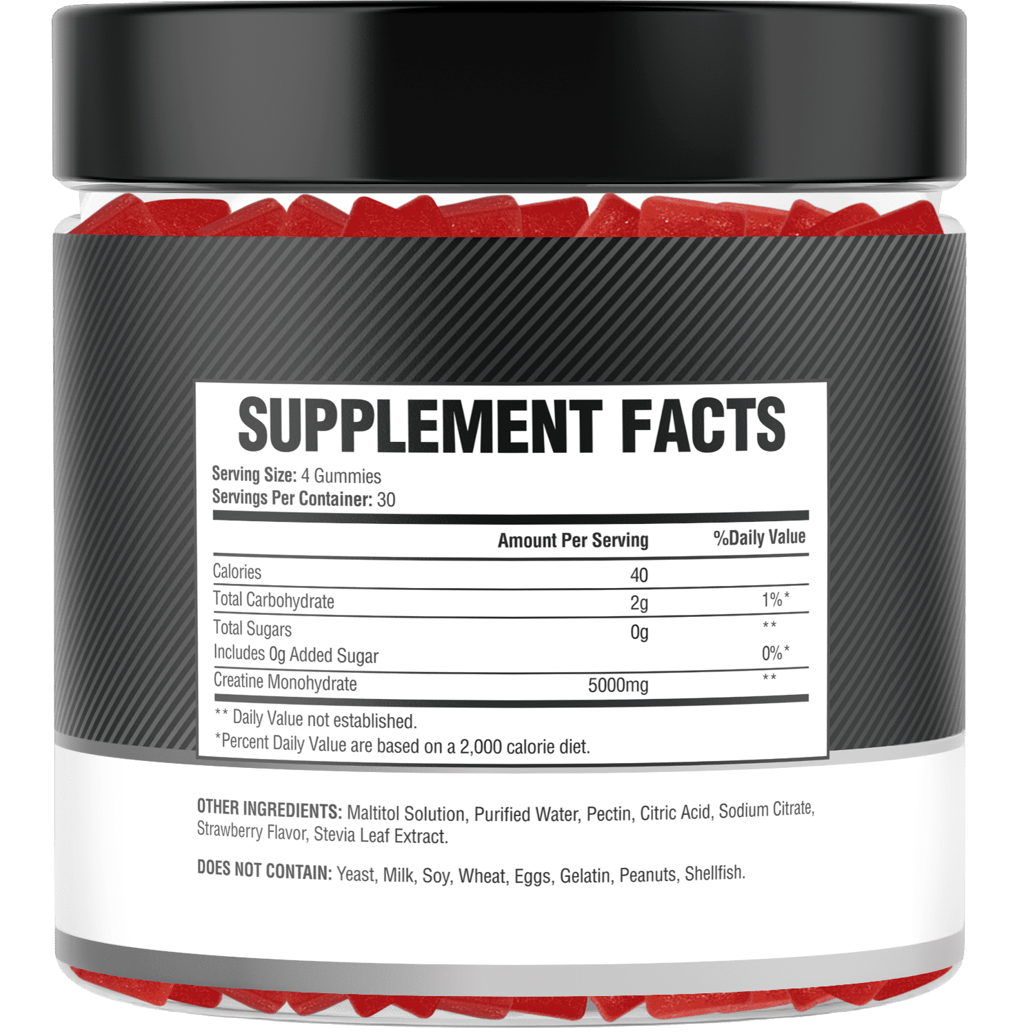 Creatine Monohydrate Gummies – 5g per Serving, 120 Count, Strawberry Flavor