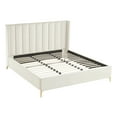 thumbnail image 4 of Montrell Upholstered Velvet Queen Size Wingback Platform Bed, Cream White, 4 of 7