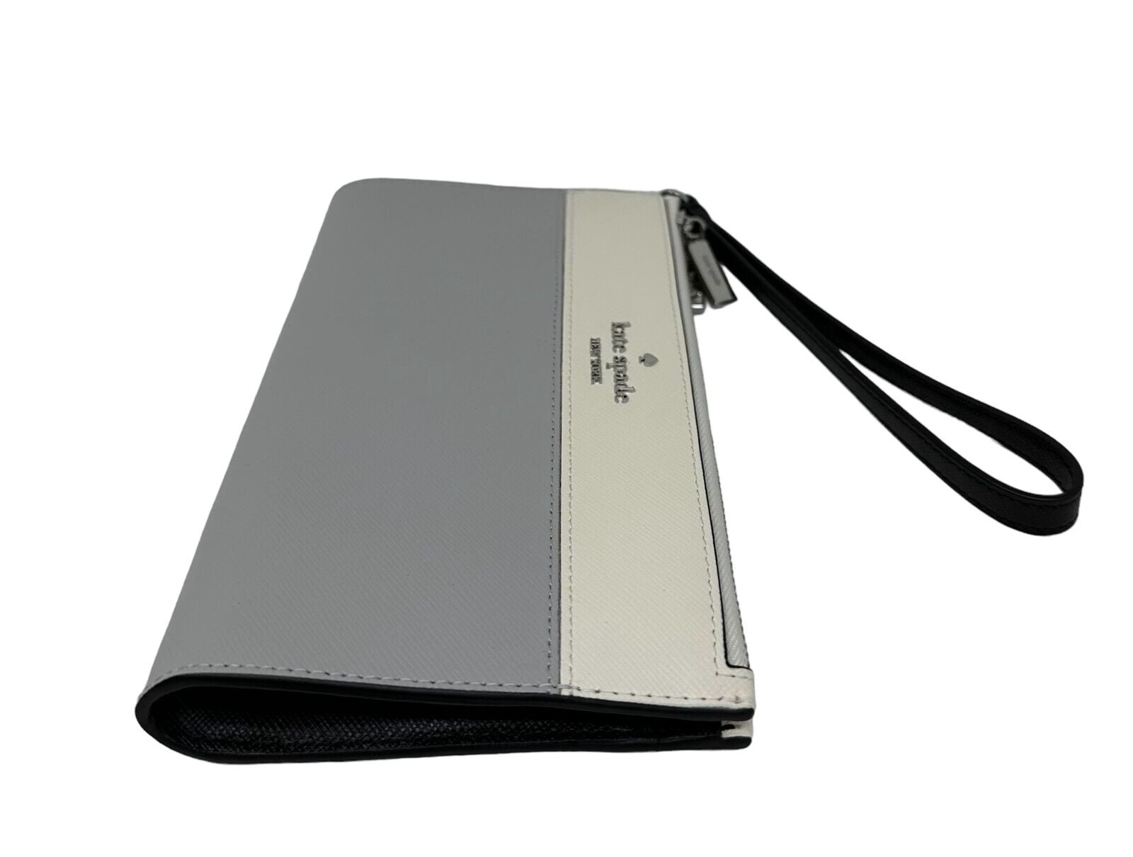 Kate Spade Madison Double Zip Saffiano Leather Wristlet Platinum Grey KC507 $169