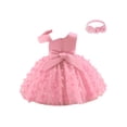 thumbnail image 2 of vastwit Baby Girls Butterfly Dress Single Shoulder Princess Party Tulle Birthday Tutu Prom Gown with Headband Pink 12-18 Months, 2 of 5