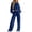 Blue, variant on Zynoxe Womens Two Piece Lounge Sets Casual Crew Neck Long Sleeve Cropped Tops and Elastic Waist Wide Leg Pants Matching Sweatsuit for Daily Wear