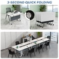 thumbnail image 3 of 8 Pack Folding Conference Table, 61 Inch Mobile Training Table with Wheels,Business Style Flip Top Seminar Tables for Small Office Meeting Room Classroom（White Gray）, 3 of 8