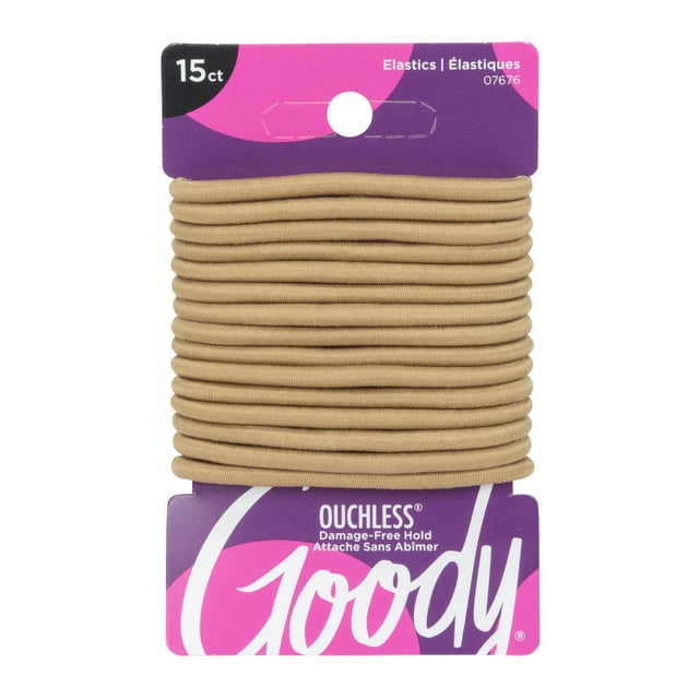 Goody Ouchless Blonde Hair Elastics - No Metal - 15Ct