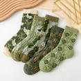 thumbnail image 2 of Uooqdmx 5 Pairs Cute Socks for Women, Moisture Wicking Socks Women, Womens Socks Crew, Athletic Socks for Women, Mid Socks, Green One Size, 2 of 3