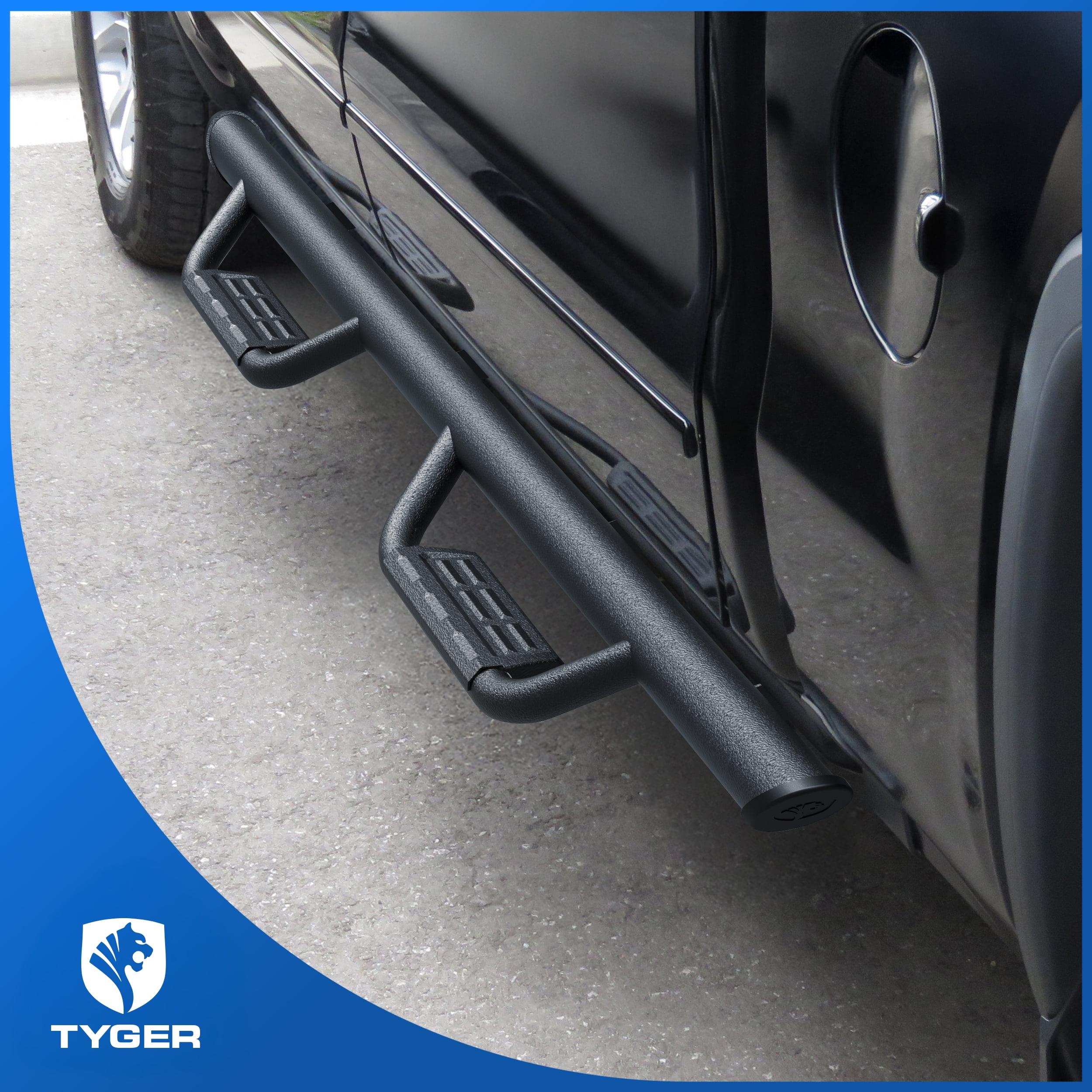 Tyger Auto Tyger Access Running Boards Compatible with 2007-2018 Chevy Silverado GMC Sierra 1500; 2007-2019 2500 3500HD; 2019 LD / Limited | Crew Cab | TG-AS2C24011 | Textured Black Drop Step Rail
