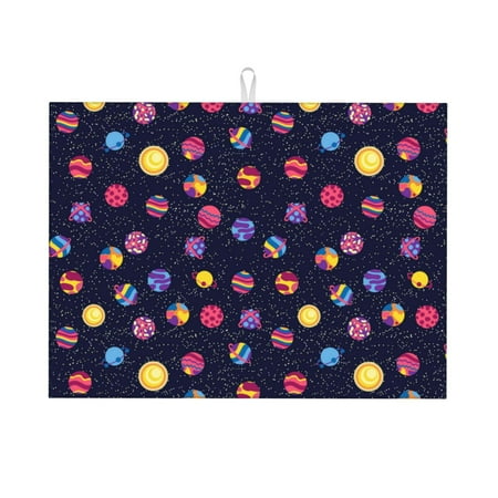 

Xecao Planets Patten Drying Mat Dish Drying Mats for Kitchen Counter Super Absorbent Dish Drying Pads 18×24 Inch
