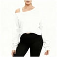 thumbnail image 6 of cocolona Womens Off The Shoulder Cropped Sweatshirt Fall Winter Solid Color Long Sleeve Shirts Fashion Casual Loose Pullover Tops, 6 of 6
