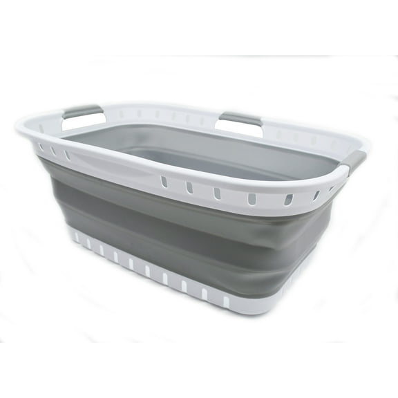 SAMMART 44L (11.62 gallon) Collapsible Plastic Laundry Basket - Foldable Pop Up Storage Container / Organizer - Portable Washing Tub - Space Saving Hamper / Basket