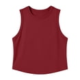 thumbnail image 6 of Gamivast Crop Tops for Women Sleeveless Crew Neck Casual Flowy Muscle Tanks Summer Workout Athletic Shirts Lightweight Loose Fit Comfortable Active Basic Loungewear Wine S, 6 of 7