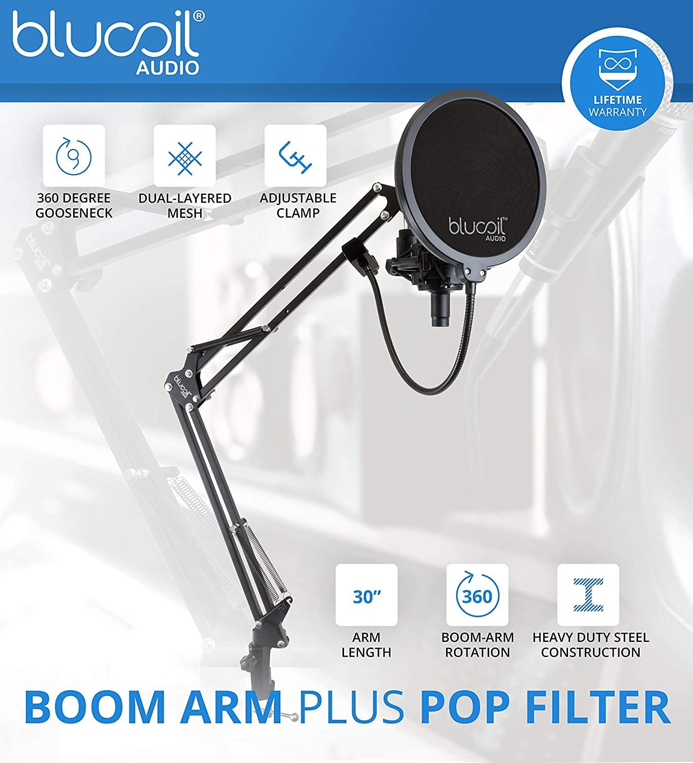 Audio-Technica ATR2100X-USB Dynamic Microphones for Home Studio Recording and 3 USB Extension Cables 2-Pack 2-Pack Boom Arm Plus Pop Filters Bundle with Blucoil USB Hub Type-A 2-Pack