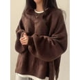 thumbnail image 5 of Women'S Long Sleeve Crewneck Jumper with Side Slit, Casual Soft Ribbed Knit Fall Winter Pullover Sweater, 5 of 8
