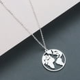 thumbnail image 2 of Pounoo New Clearance World Map Clavicle Chain Necklace Personality Jewelry Gift Holiday Necklace Birthday Gifts for Women Travel Essentials Silver, 2 of 4