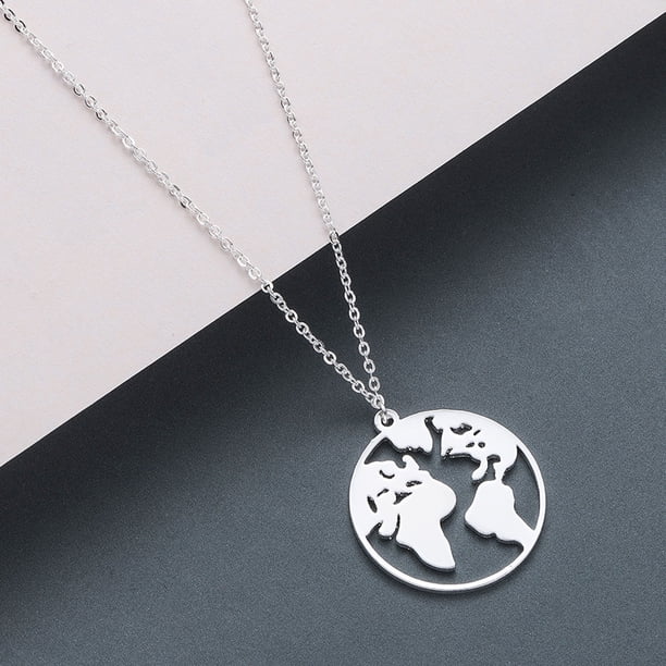 Collar para mujer, joyería para mujer, collar de cadena de clavícula con mapa del mundo, joyería de personalidad, regalo, collar festivo, un collar