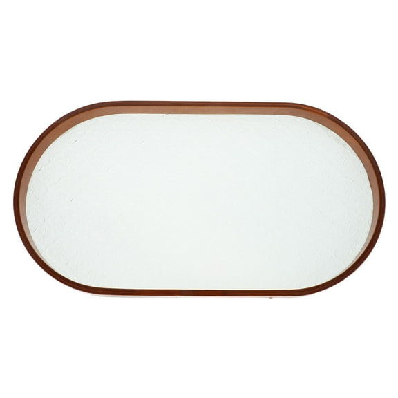 TEHAUX Tea Ceremony Tray Glass Tea Cup Tea Serving Tray Fruit Serving Tray Dessert Serving Plate with Wood Edge